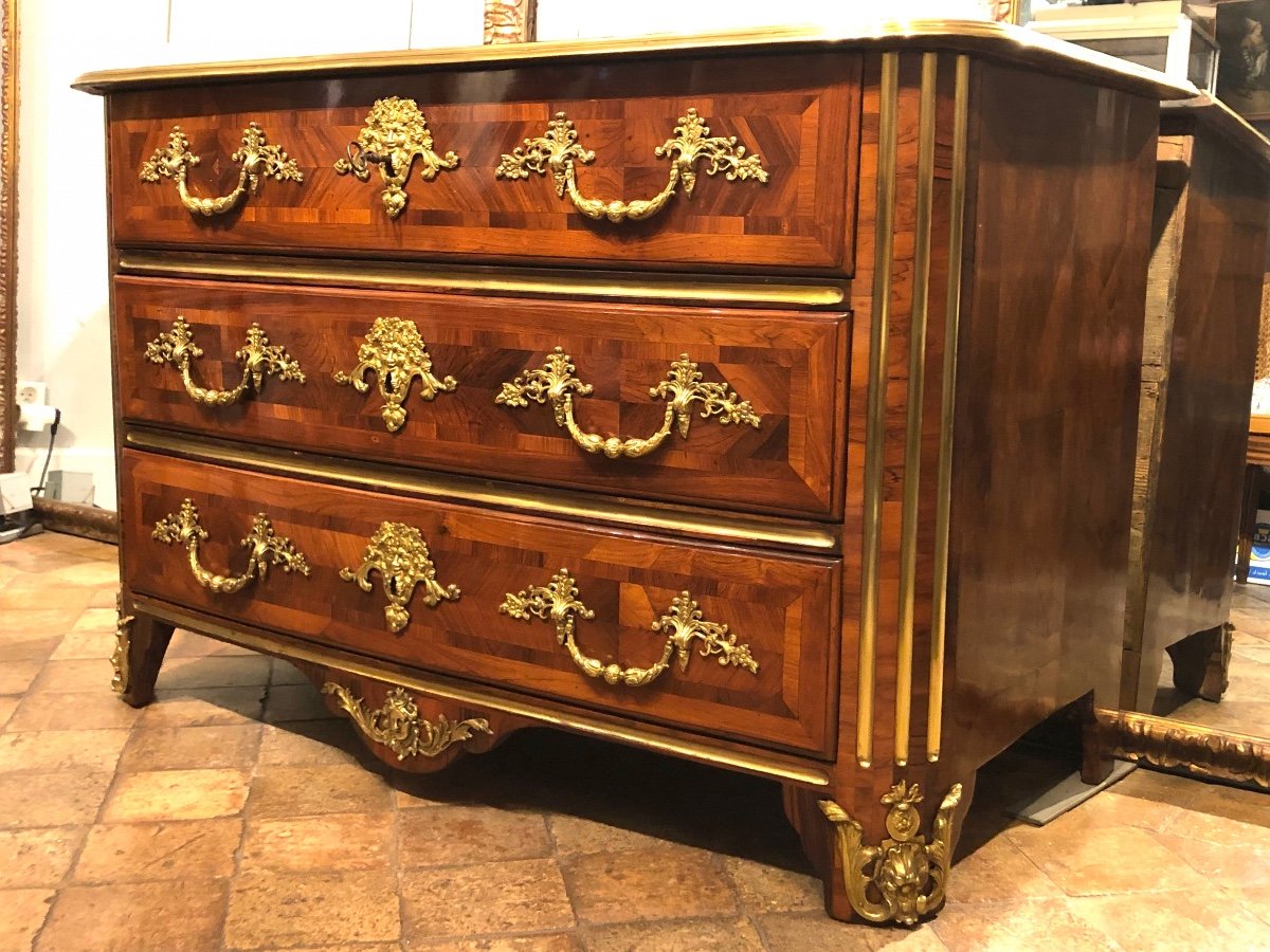 Louis XIV Period Chest Of Drawers In Marquetry.-photo-2