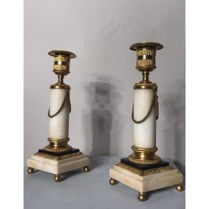 Pair Of Louis XVI Period Gilt Candlesticks.