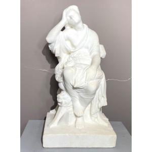 Marble Statue Of A Woman, Late 19th Century, In The Antique Style.