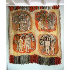 Signed Polish Tapestry, Late 20th Century, 1974.