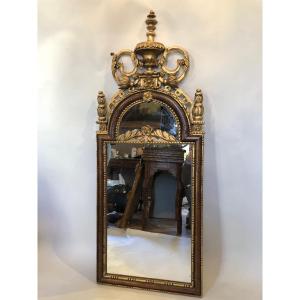 18th Century Mirror In Carved Wood.