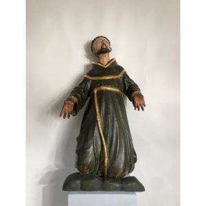 Statue Of Saint Francis Of Assisi From The 18th Century. 