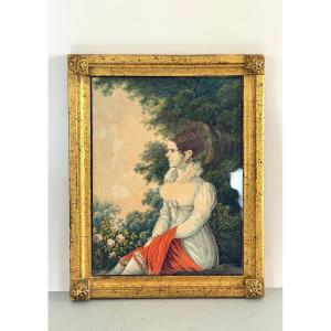 Portrait d’une dame de qualité vers 1800. 