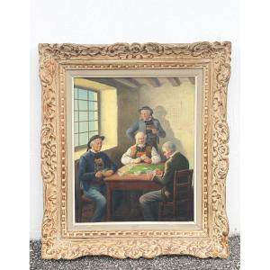 Tableau scène Bretonne signé R.HOUY.  