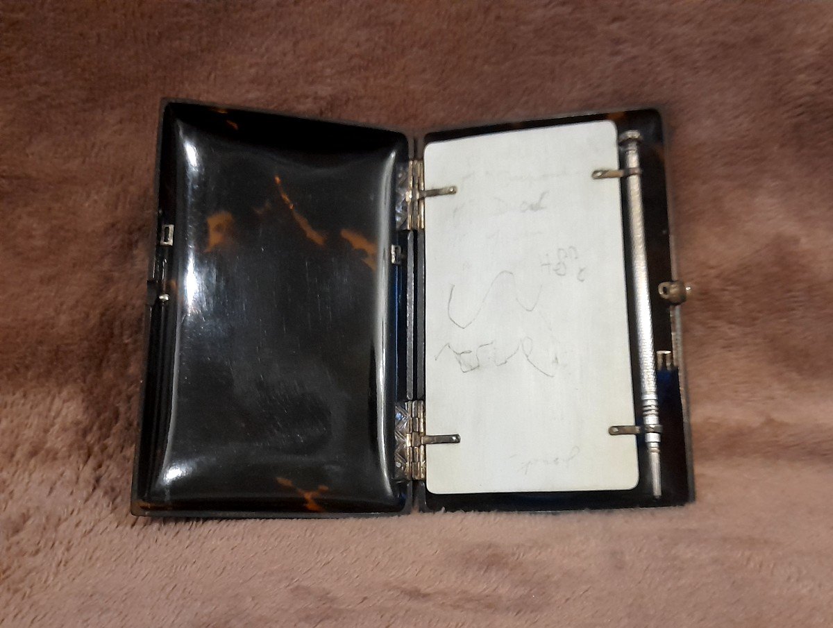 Tortoiseshell And Silver Dance Card Napoleon III Period 19th Century-photo-4
