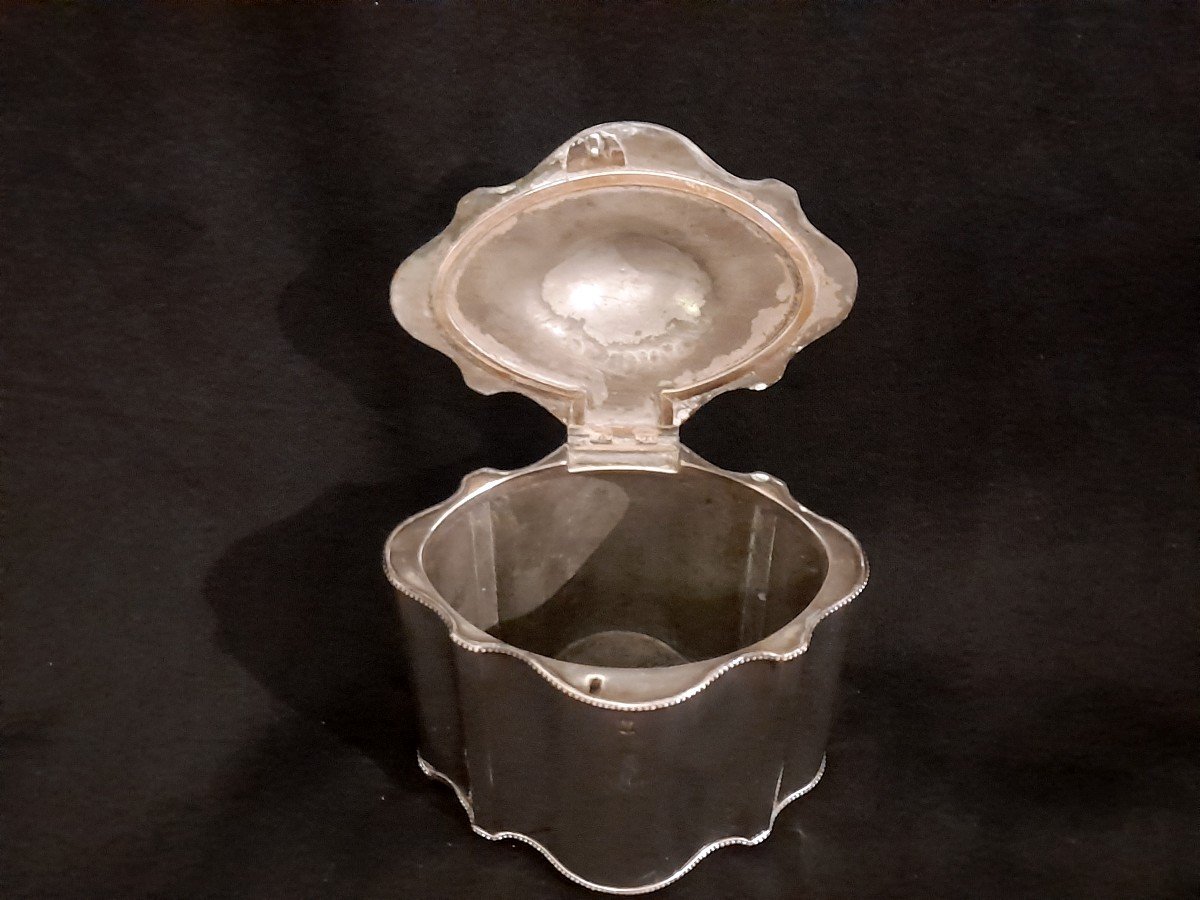 Silver Plated Metal Tea Box Georges 3 Coat Of Arms-photo-3