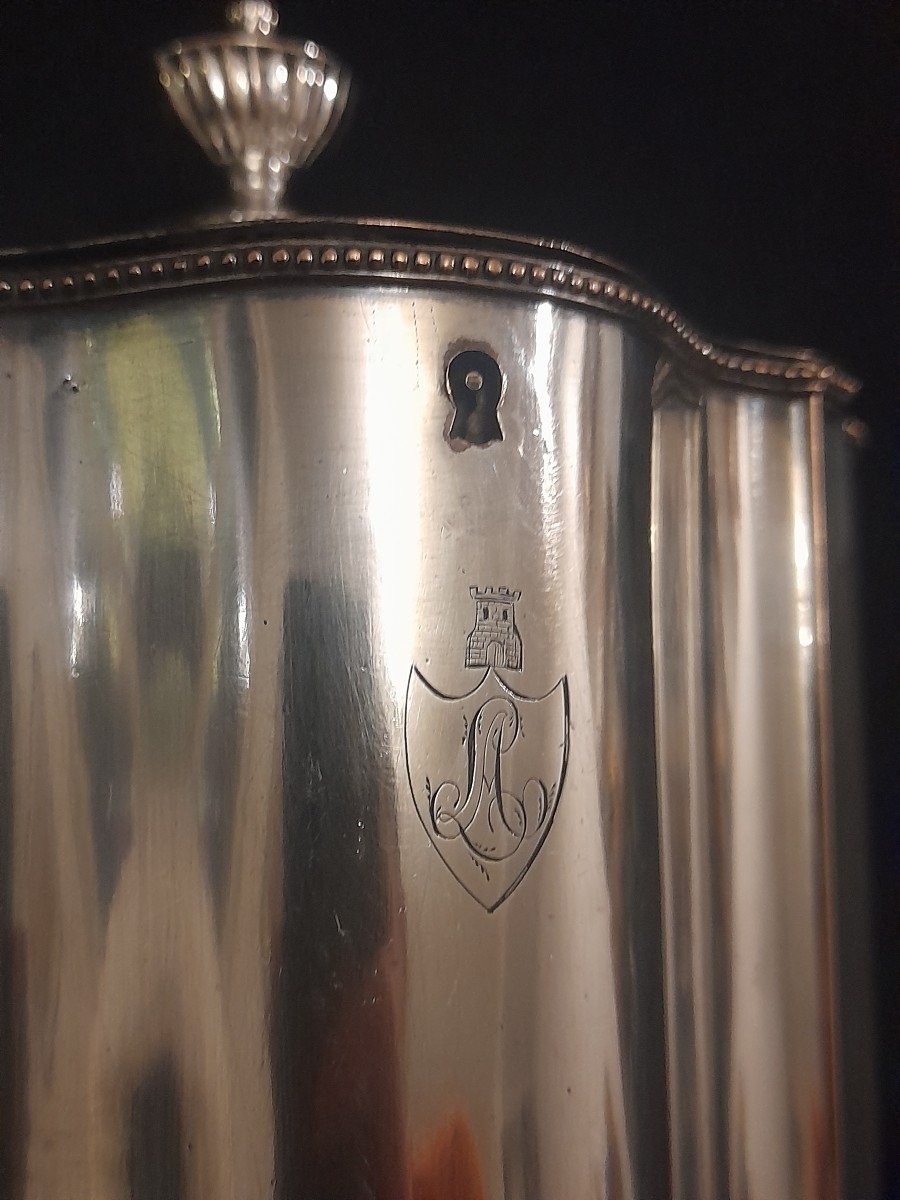 Silver Plated Metal Tea Box Georges 3 Coat Of Arms-photo-4
