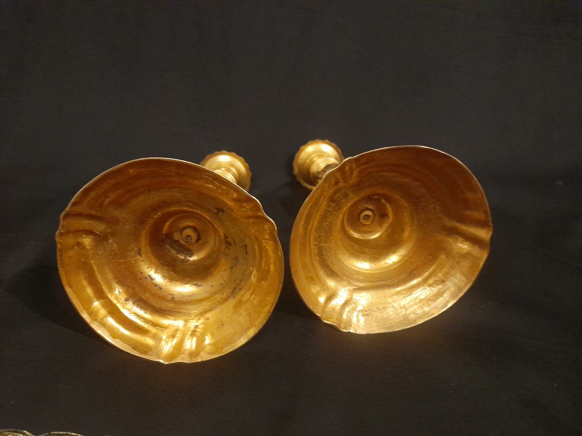 Pair Of Louis XV Period Candlesticks In Gilt Bronze -photo-4