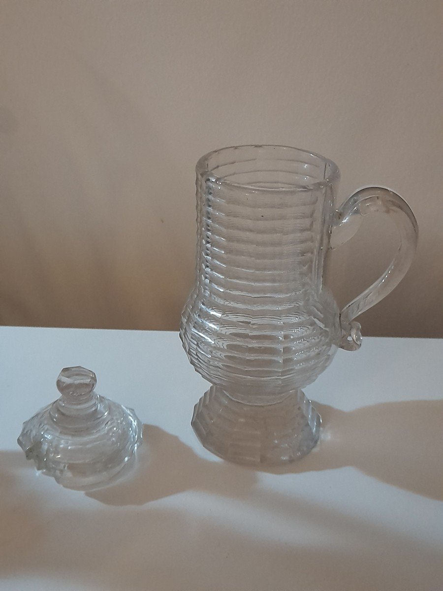 Moutardier En Verre cristal De Bohème Art Populaire Epoque 18eme Siecle-photo-4