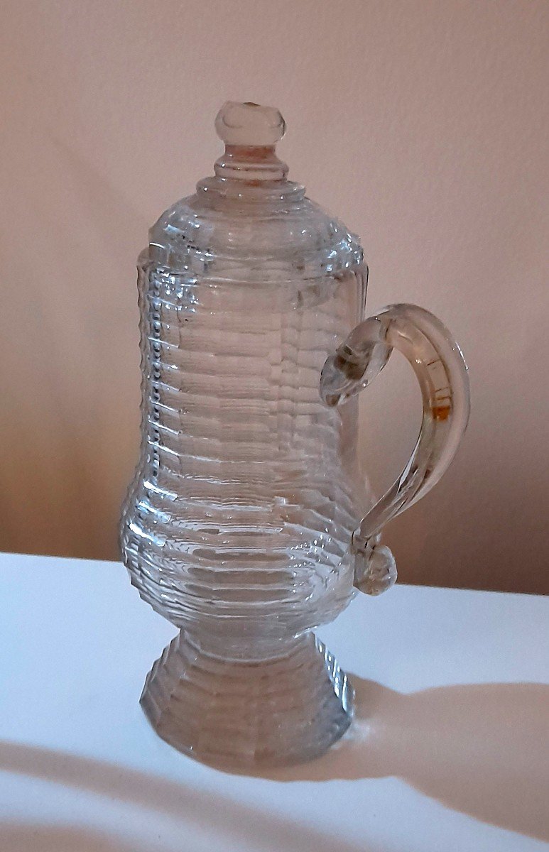 Moutardier En Verre cristal De Bohème Art Populaire Epoque 18eme Siecle