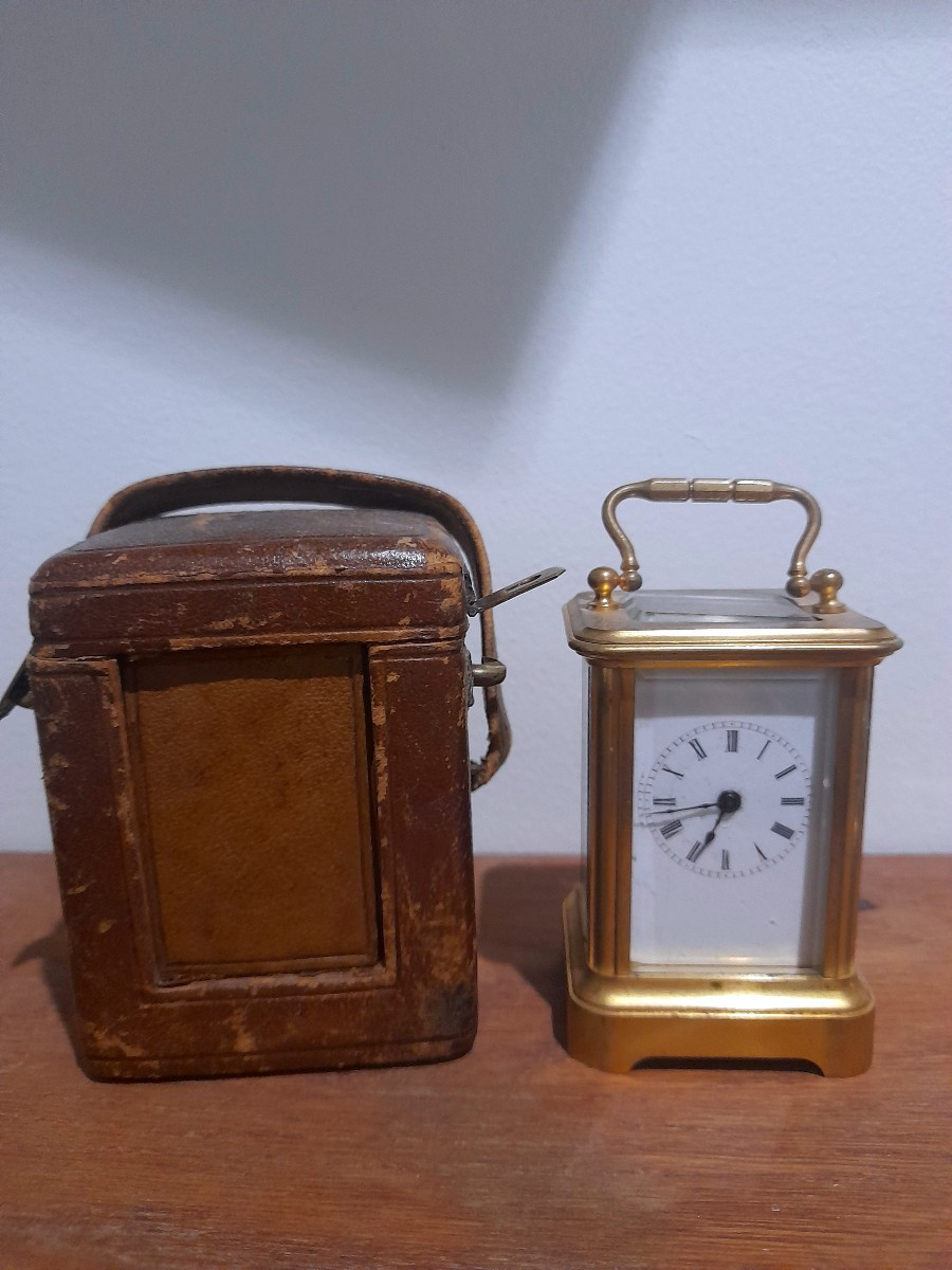 Miniature Officer's Travel Clock With Gift Box, Late 19th Century