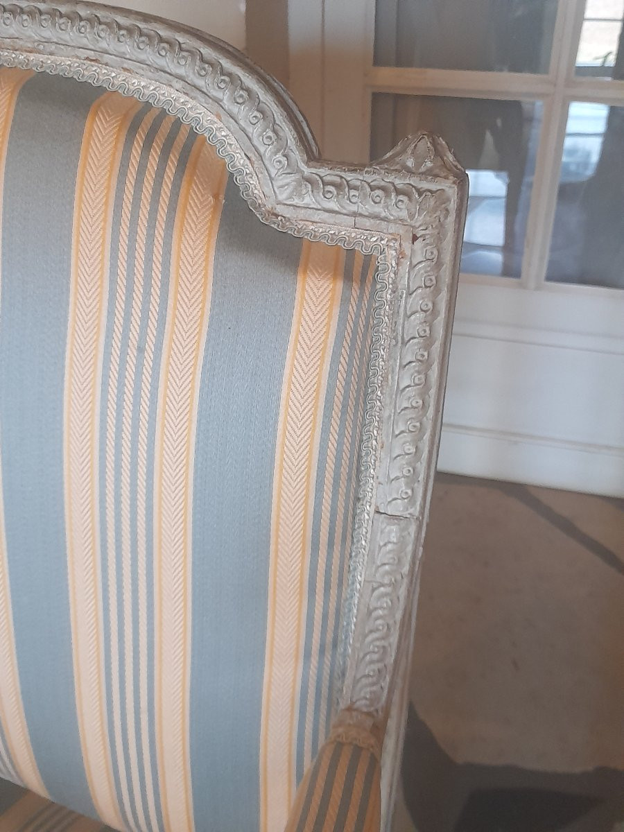 Paire De Fauteuils à La Reine d'époque Louis XVI Estampille Dieudonne 18 XVIIIeme Siecle-photo-3