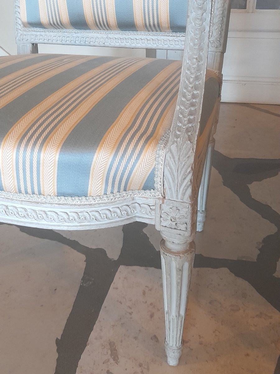 Paire De Fauteuils à La Reine d'époque Louis XVI Estampille Dieudonne 18 XVIIIeme Siecle-photo-4