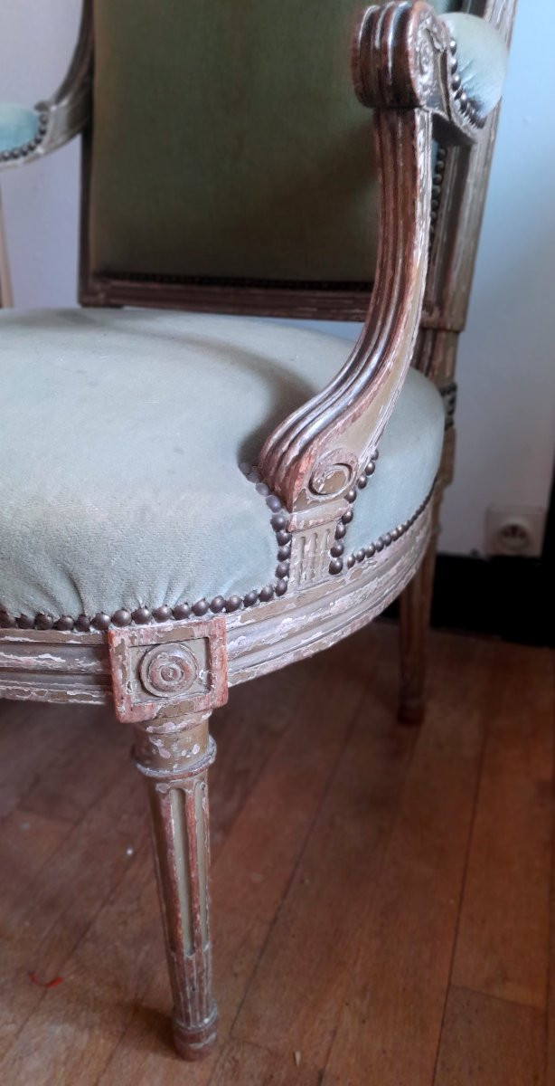 Pair Of Armchairs Stamped Henri Jacob Louis XVI 16 Period 18th Century 18th -photo-3