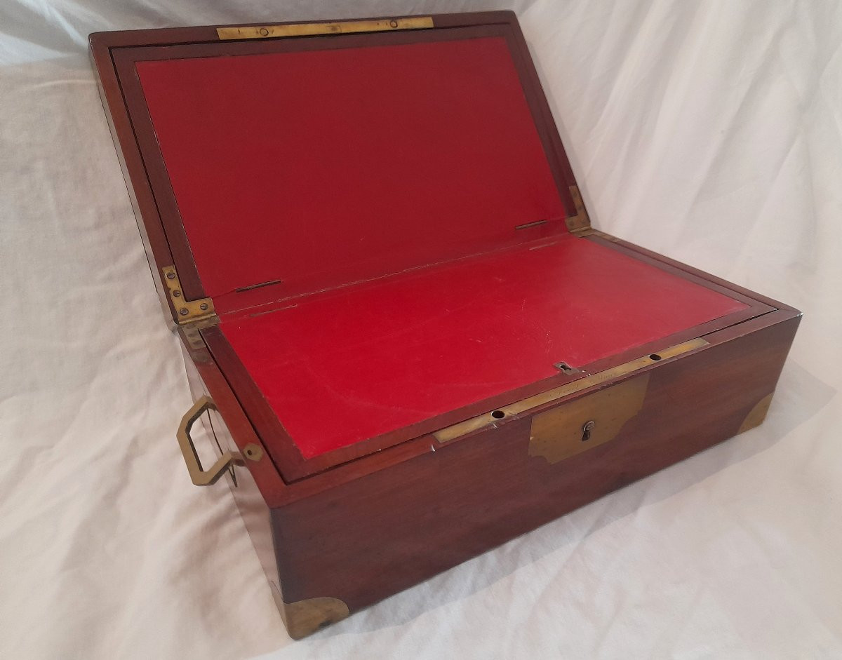 Mahogany Navy Travel Writing Case Empire Period Early 19th-19th Century-photo-2