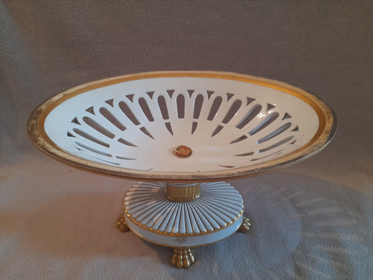 Corbeille Surtout De Table Navette Coupe Presentation Porcelaine Manufacture Honoré Epoque -photo-2