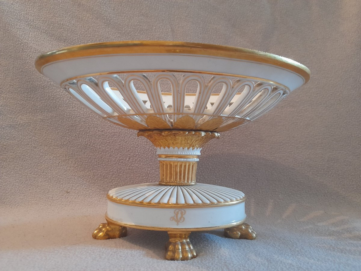 Corbeille Surtout De Table Navette Coupe Presentation Porcelaine Manufacture Honoré Epoque -photo-4