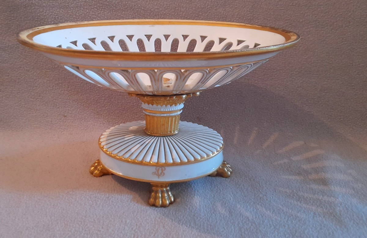 Corbeille Surtout De Table Navette Coupe Presentation Porcelaine Manufacture Honoré Epoque 