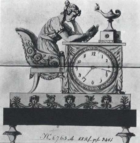 Gilt Bronze Reading Clock, Empire Period, Early 19th Century-photo-1