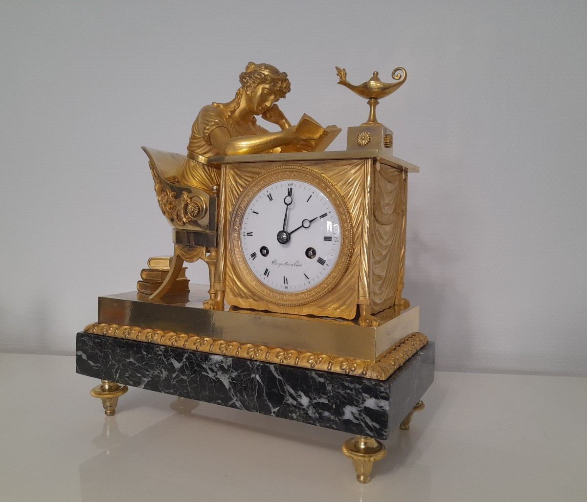 Gilt Bronze Reading Clock, Empire Period, Early 19th Century