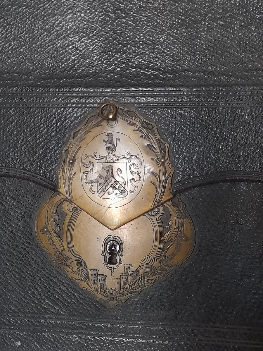 Porte document portefeuille epoque louis xv 15 xviii 18eme siecle maroquin noblesse Lorraine-photo-2