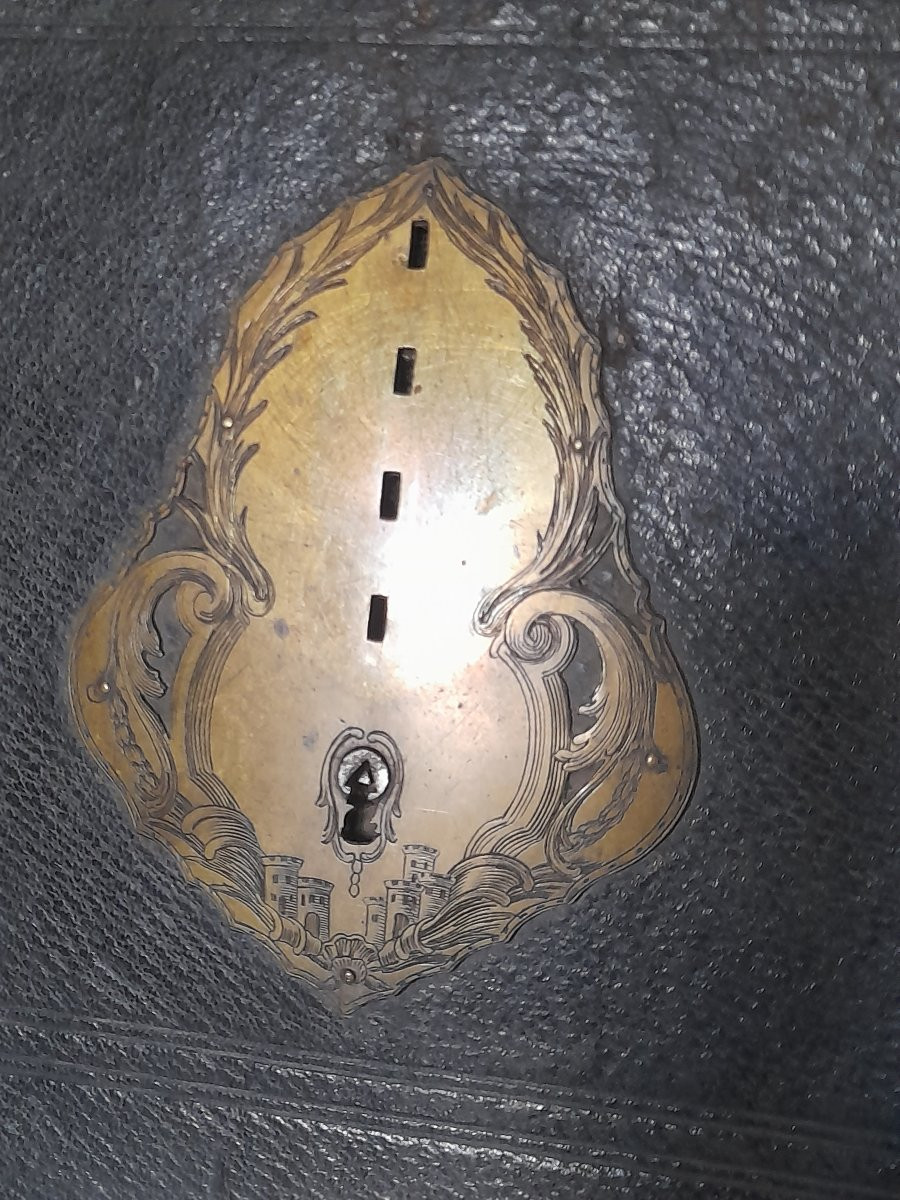 Porte document portefeuille epoque louis xv 15 xviii 18eme siecle maroquin noblesse Lorraine-photo-3