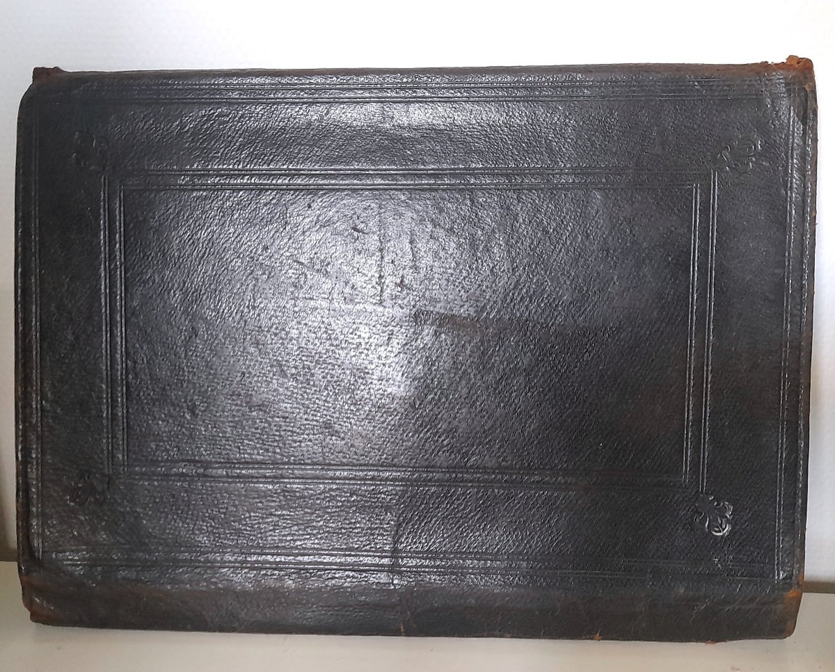 Porte document portefeuille epoque louis xv 15 xviii 18eme siecle maroquin noblesse Lorraine-photo-4