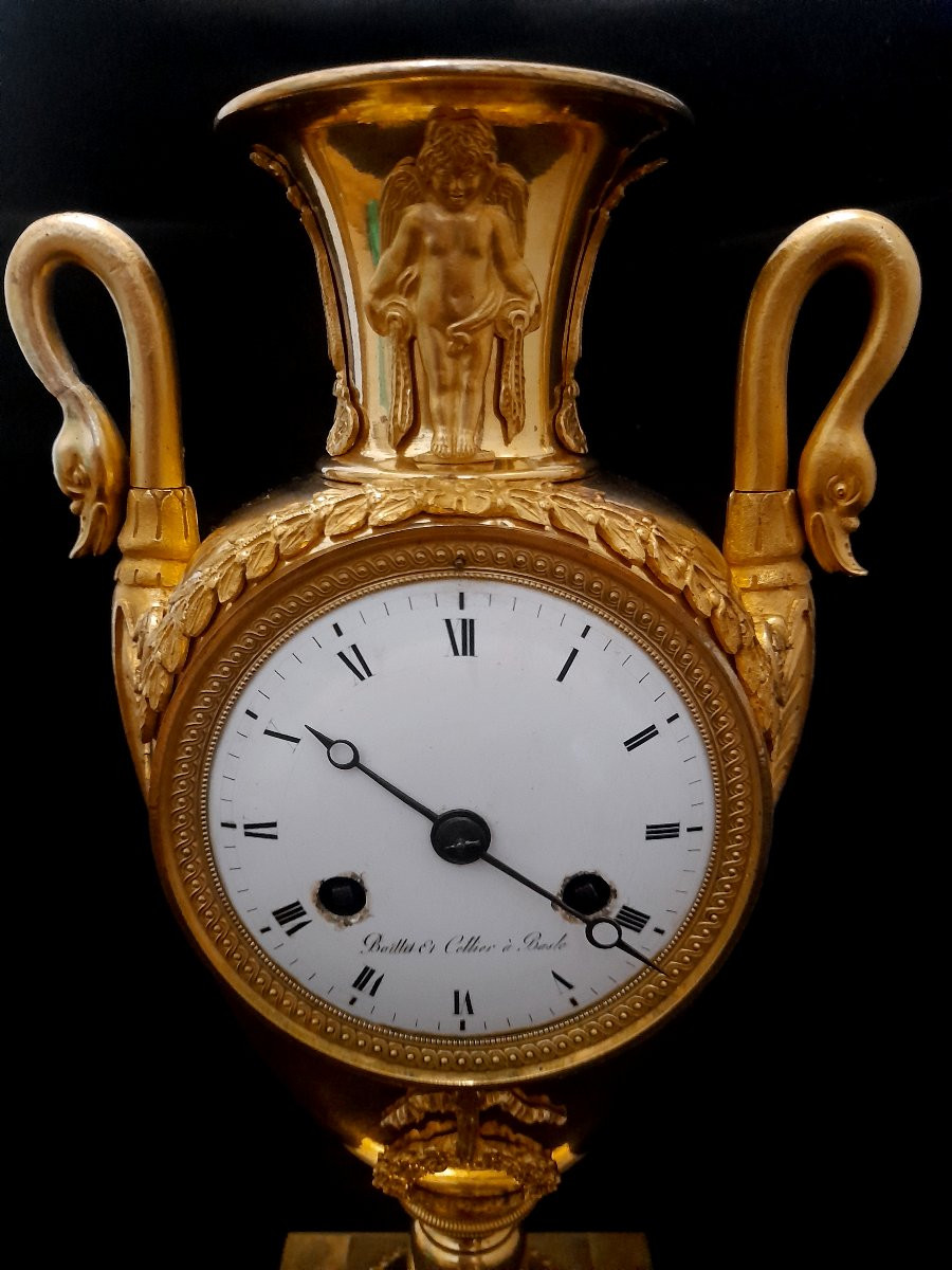 Gilded Bronze Vase Clock, Restoration Period -photo-2
