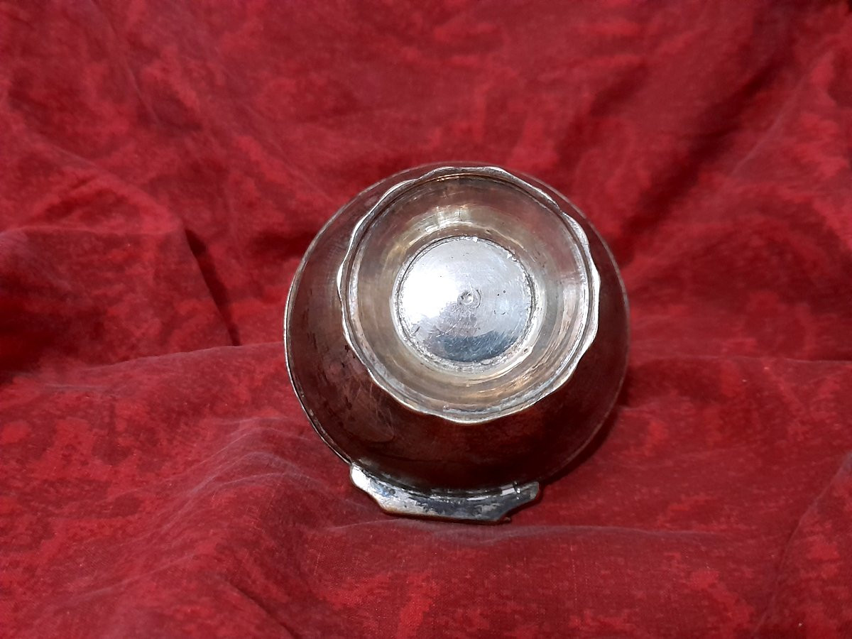 Boule a savon métal argenté epoque xviiieme siecle eponge -photo-2
