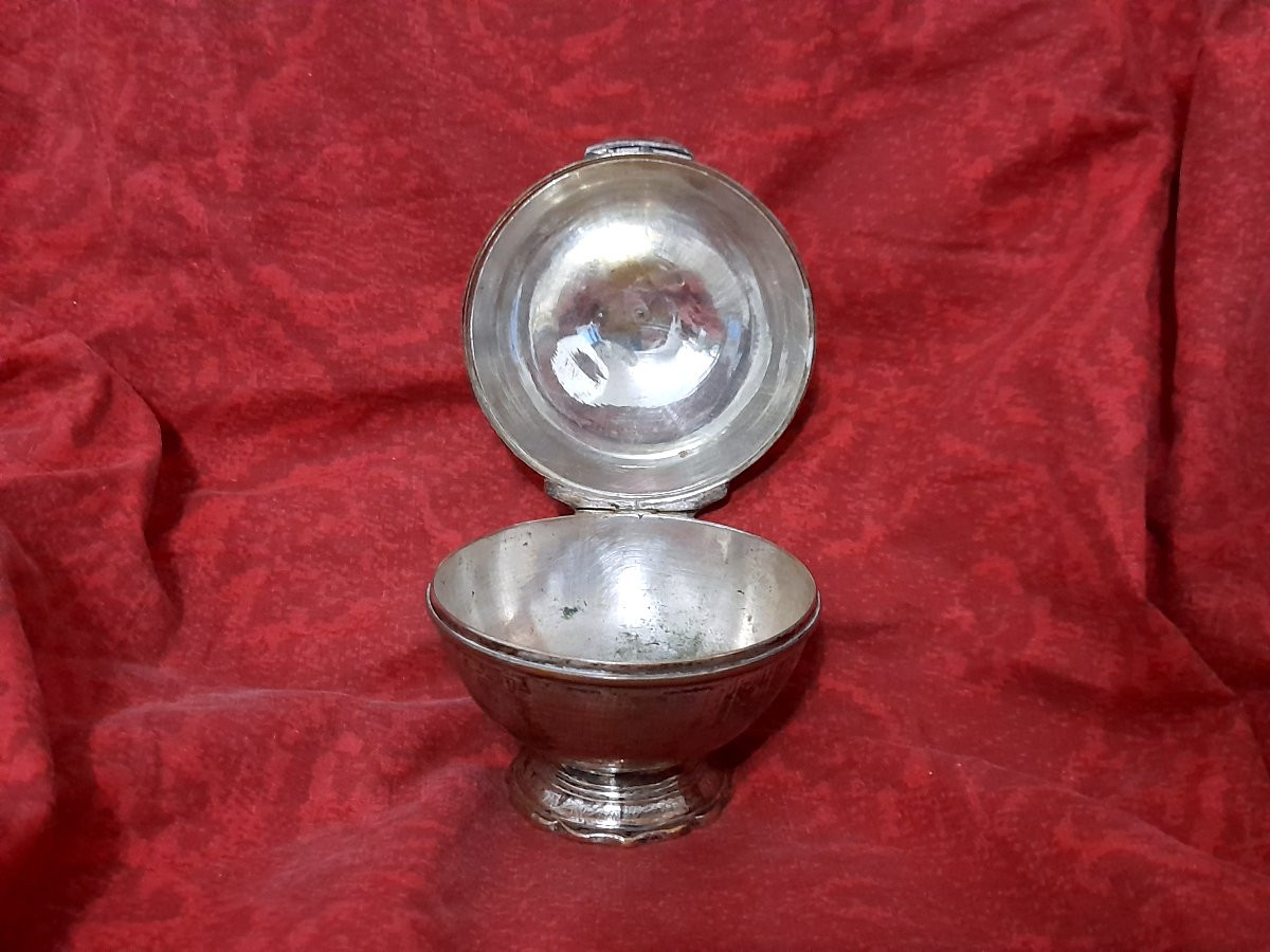 Boule a savon métal argenté epoque xviiieme siecle eponge -photo-3