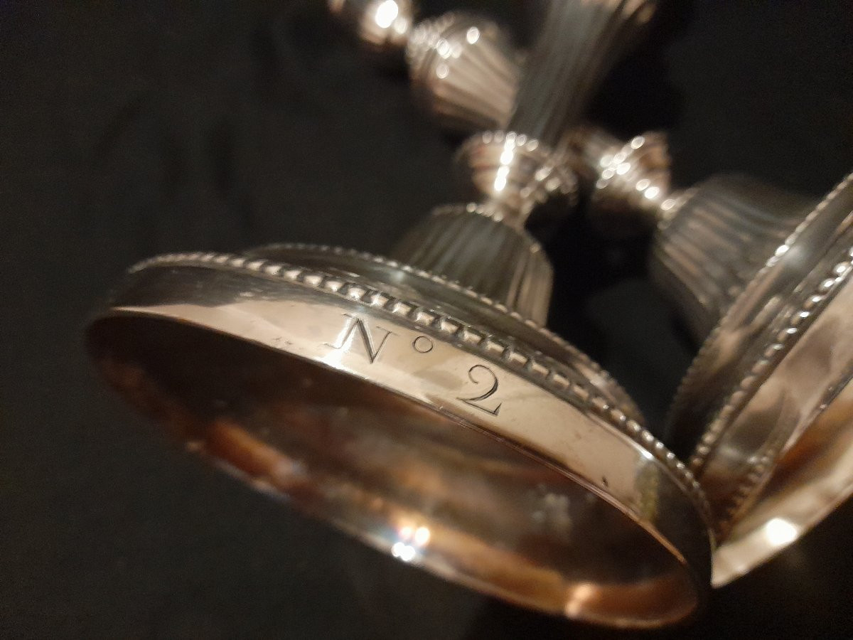 Pair Of Louis XVI Period Candlesticks In Silver-plated Bronze, 18th Century-photo-2