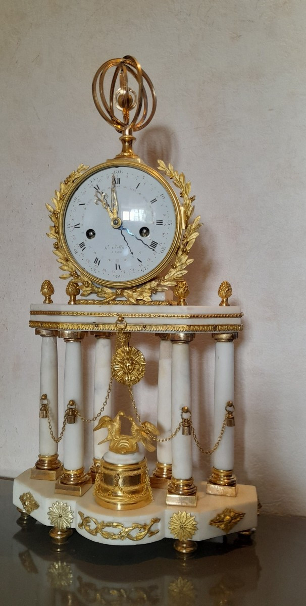 Neoclassical Portico Clock With Calendar Complications, Louis XVI Period, 16th Century, 18th Century