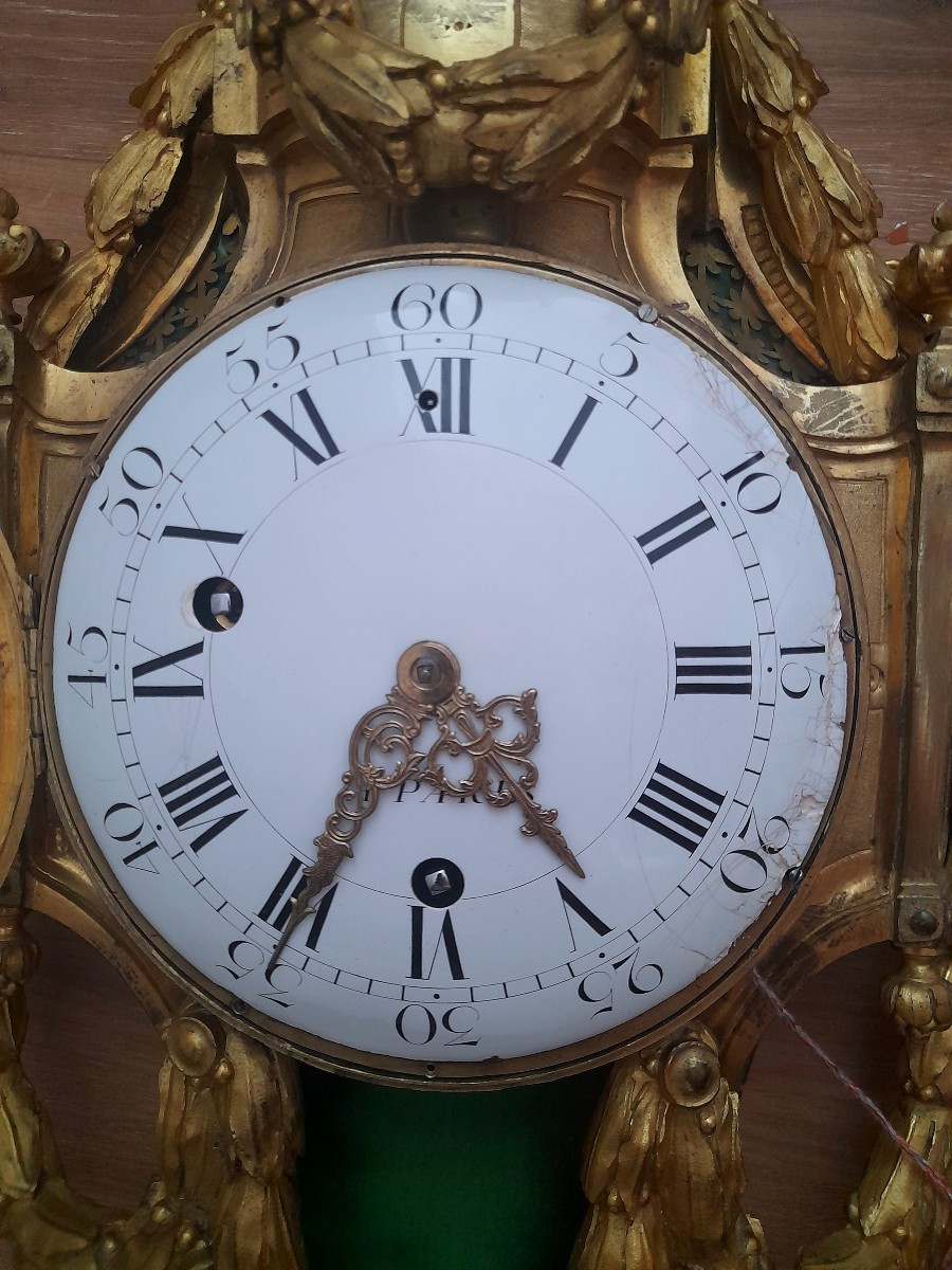 Louis XVI Period Gilt Bronze Wall Clock, 16th-18th Century -photo-4