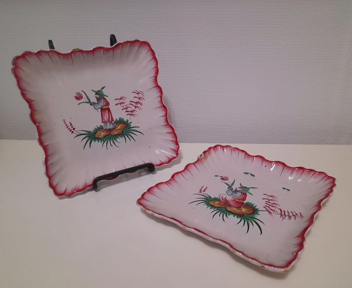 Paire de compotiers ou raviers en faience des Islettes Aprey Est epoque xviii 18eme siecle 