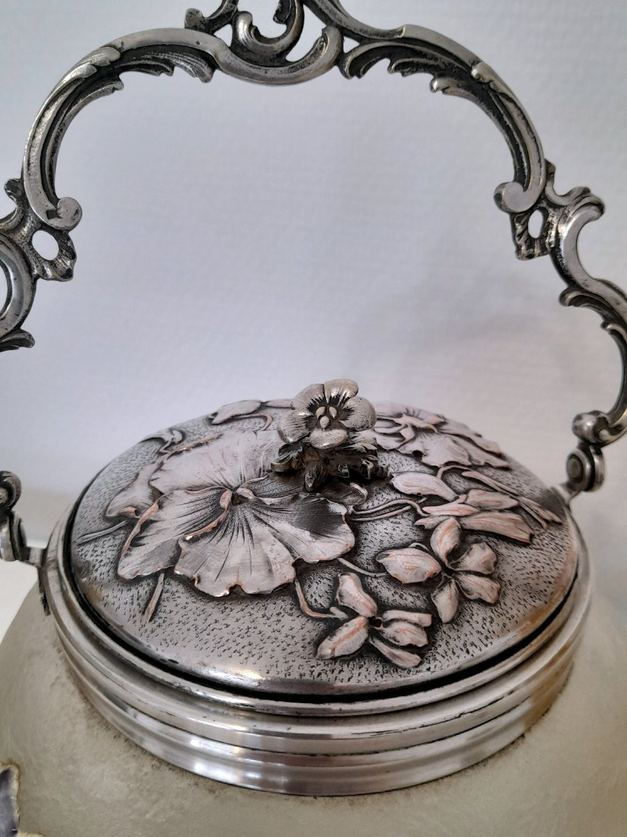 Victor Saglier Candy Box Biscuit Bucket In Art Nouveau Glass Paste-photo-4