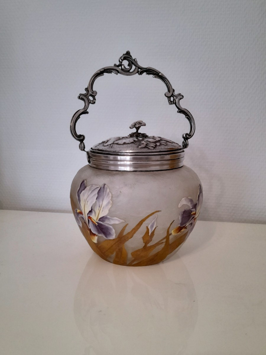Victor Saglier Candy Box Biscuit Bucket In Art Nouveau Glass Paste