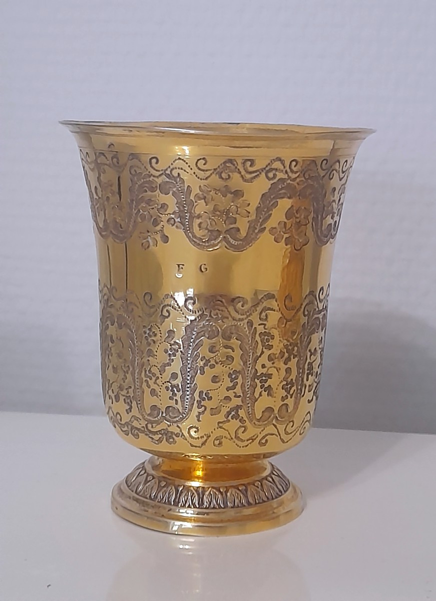 Timbale tulipe en vermeil argent doré epoque directoire empire -photo-3