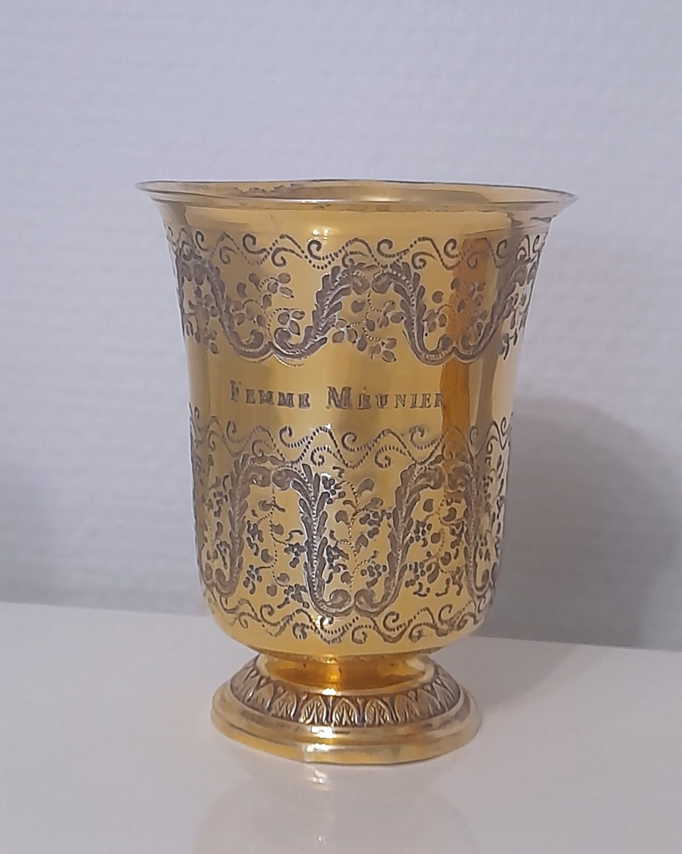 Timbale tulipe en vermeil argent doré epoque directoire empire 