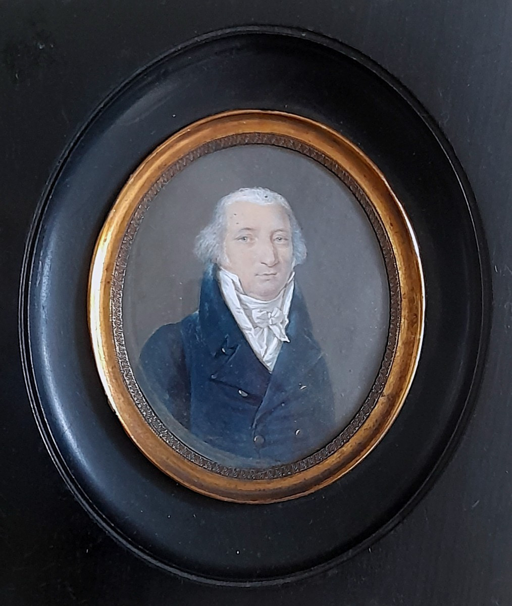 Miniature Portrait Of A Man Of Quality In A Frock Coat, Directoire Empire Period 