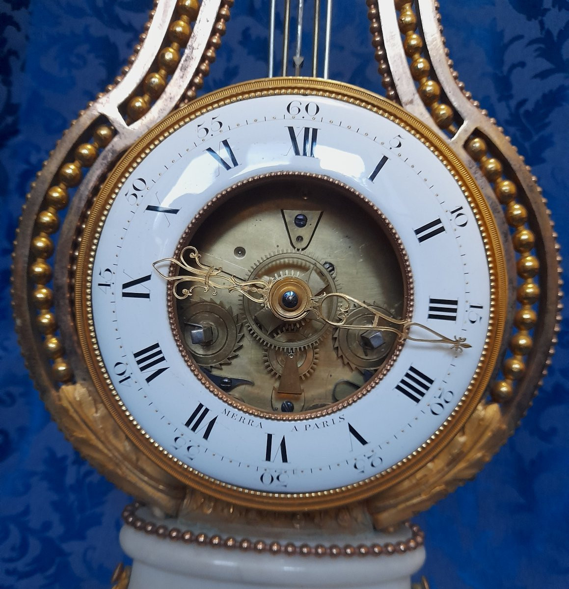 Pendule lyre bronze doré epoque louis xvi 16 xviii 18eme siecle-photo-4
