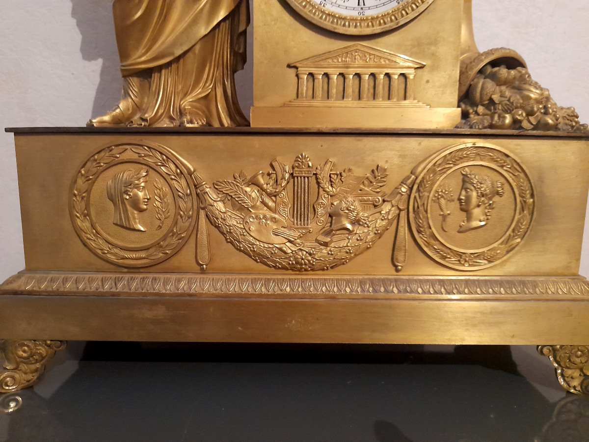 Pendule bronze doré epoque Restauration Minerve Athena xix 19eme siecle-photo-4