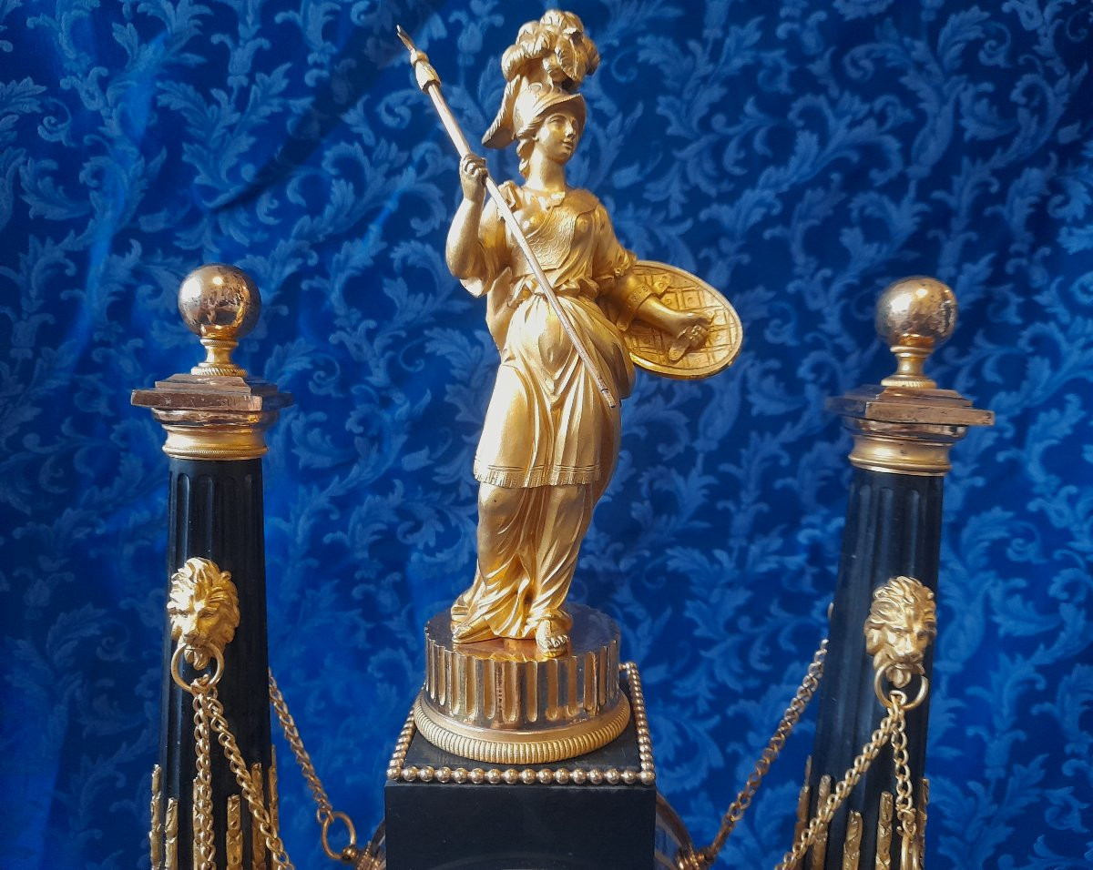 Pendule portique Minerve athena epoque louis 16 xviii 18eme siecle bronze doré -photo-2