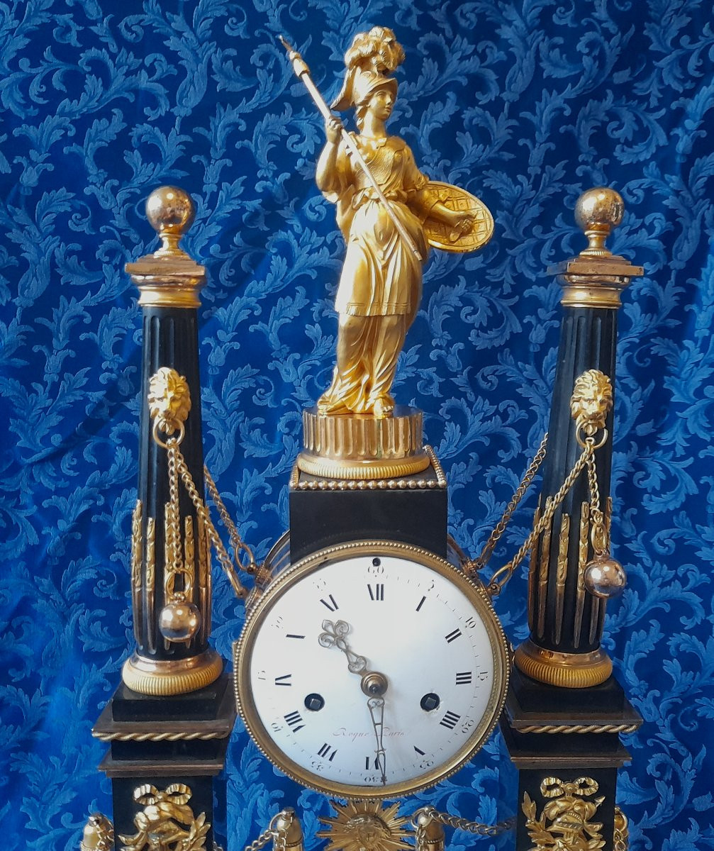 Pendule portique Minerve athena epoque louis 16 xviii 18eme siecle bronze doré -photo-4