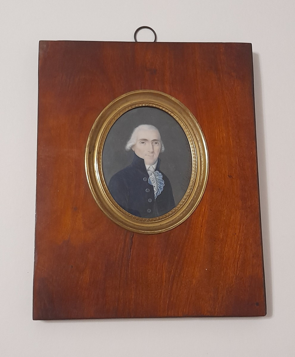 Miniature Portrait Of A Man With A Quality Wig, Louis XVI Period, 16th Century, 18th Century