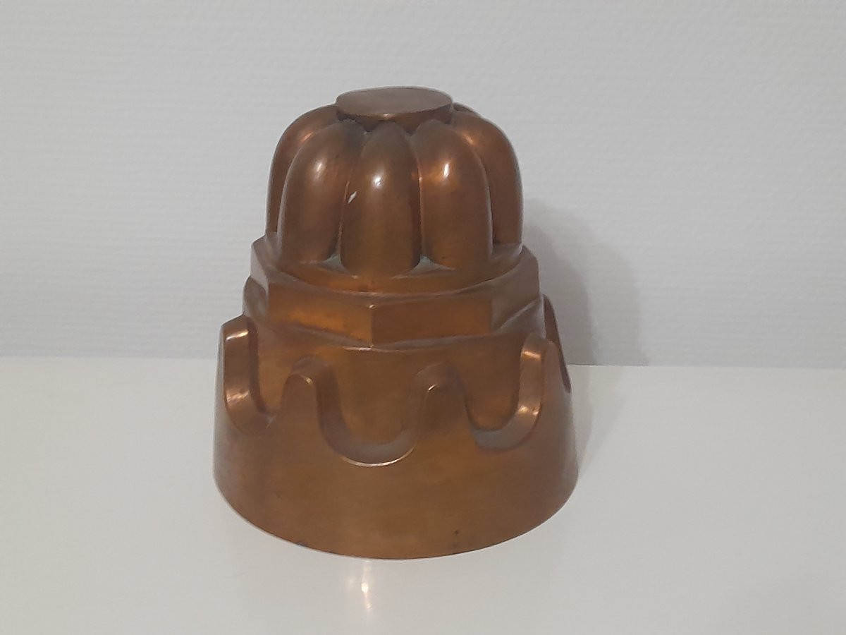 Large Antique Copper Kitchen Cake Mold From The 19th Century-photo-3