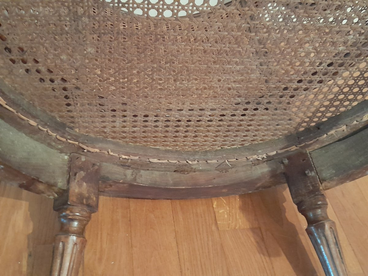 Ample fauteuil de bureau en gondole d'époque Louis XVI xviii 18eme siecle -photo-2