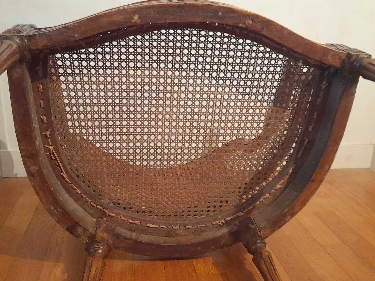 Ample fauteuil de bureau en gondole d'époque Louis XVI xviii 18eme siecle -photo-3