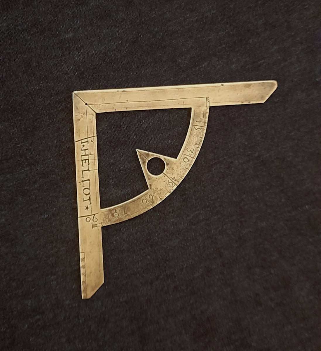 Measuring Instrument: Square, Protractor, Plumb Line For Architect, Antique Tool, Folk Art