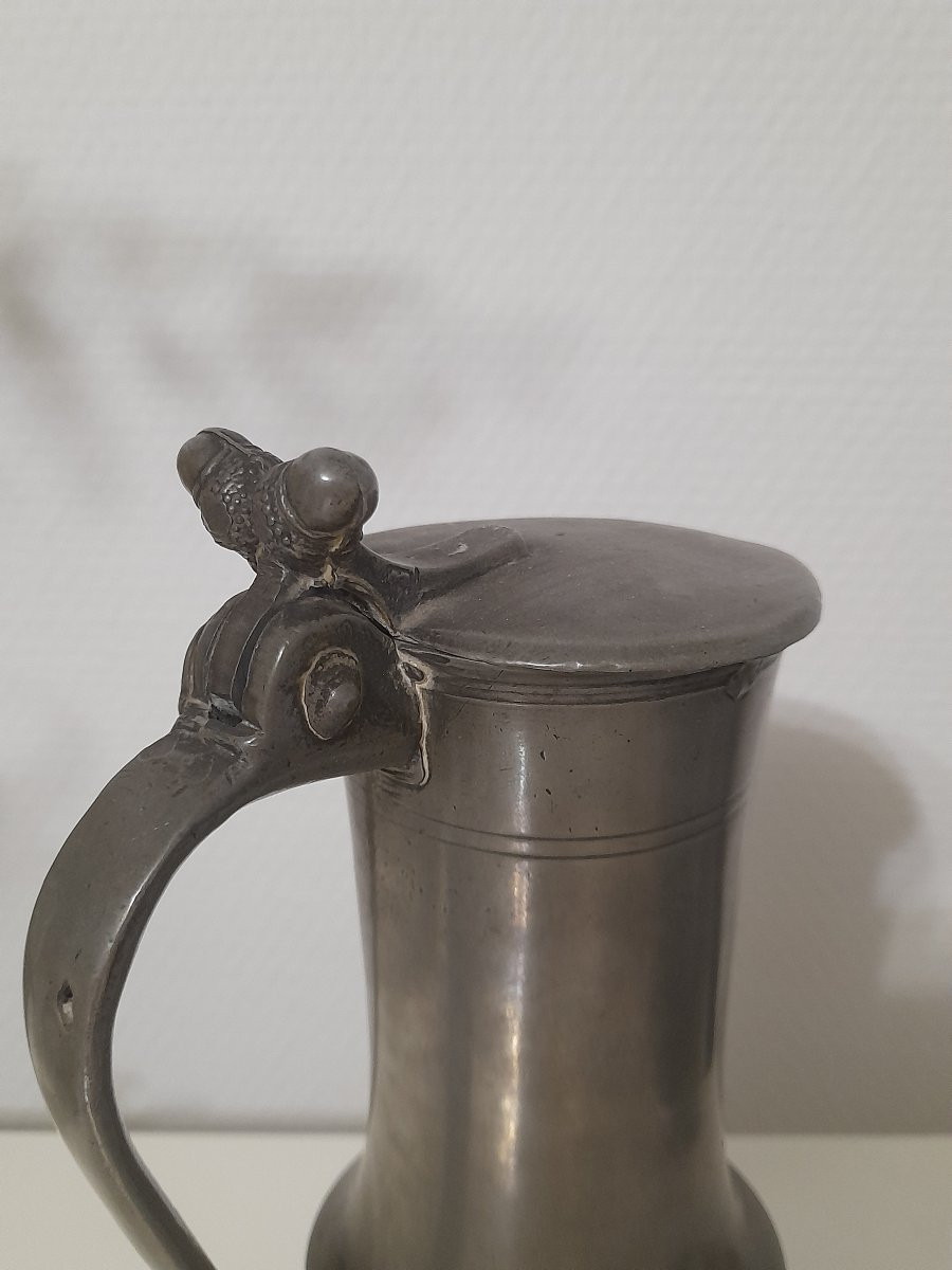 Pichet en étain amiens à épaulement epoque xviii 18eme siecle-photo-3