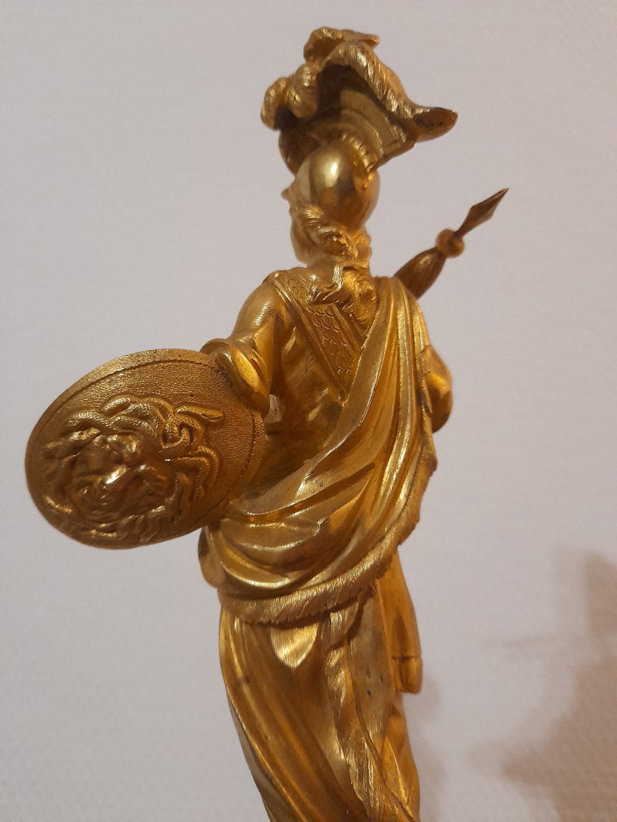 Portico Clock With Obelic, Minerva And Athena, Gilt Bronze And Marble, Louis XVI/18th Century-photo-2